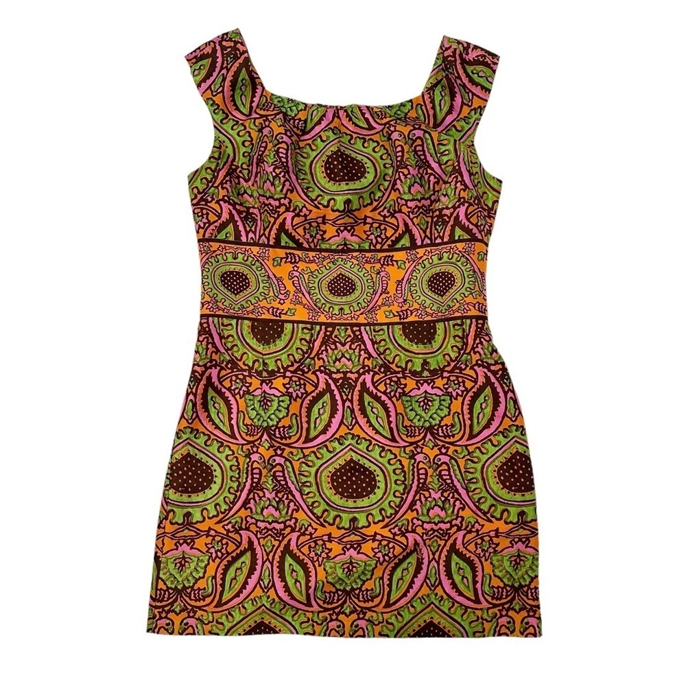 Milly Paisley Print Hippie Psychedelic Retro Sheath Dress Sz 8 $425